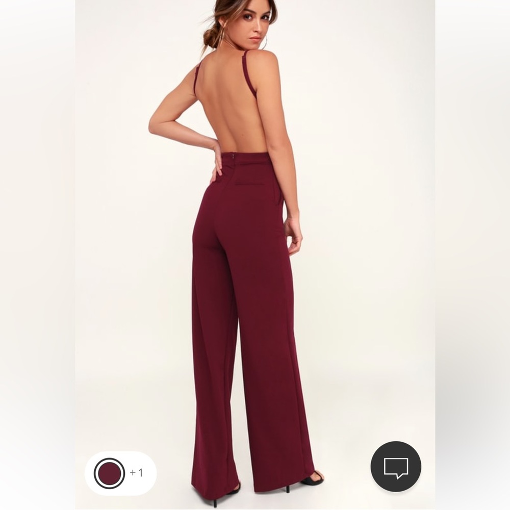 Lulus Burgundy Backless Jumpsuit